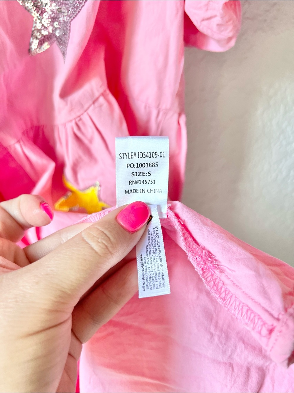 Peach Love California Pink Tiered Star Sequin Dress Sz S - Picture 6 of 8